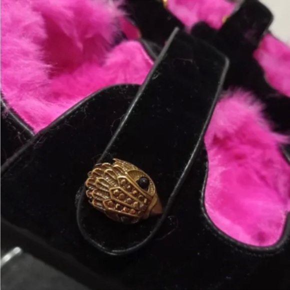 Kurt Geiger Orson Black Velvet Faux Fur Sandals - Picture 5 of 11